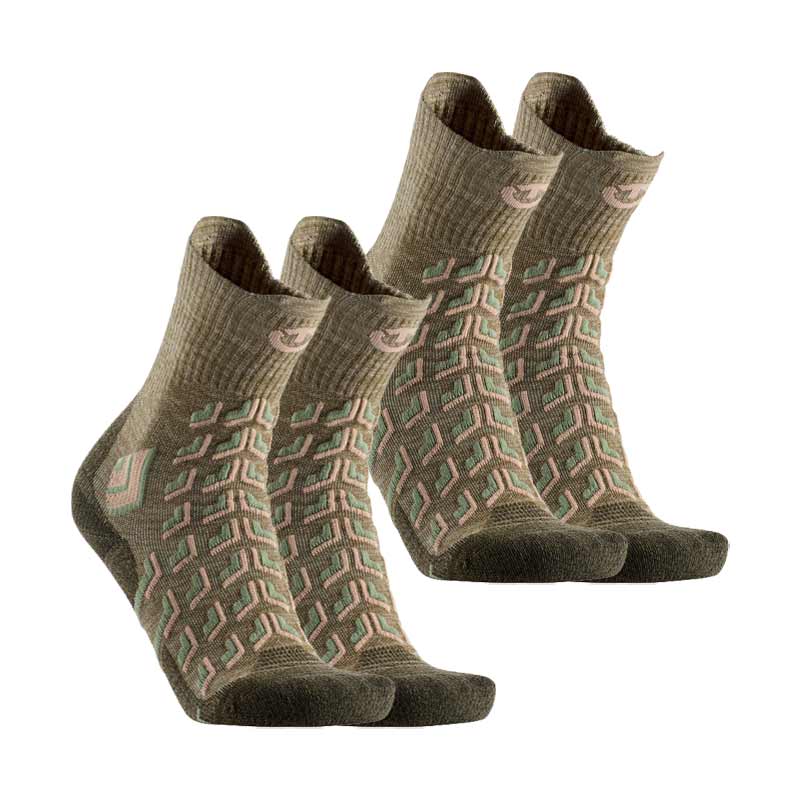 2er-Set - Wandersocken - Trekking Cool Crew Damen grün/beige