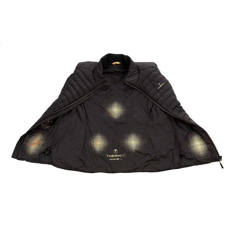 Veste chauffante femme matelassée Shiny Black + Batterie Superpower -  Pecheur-Online