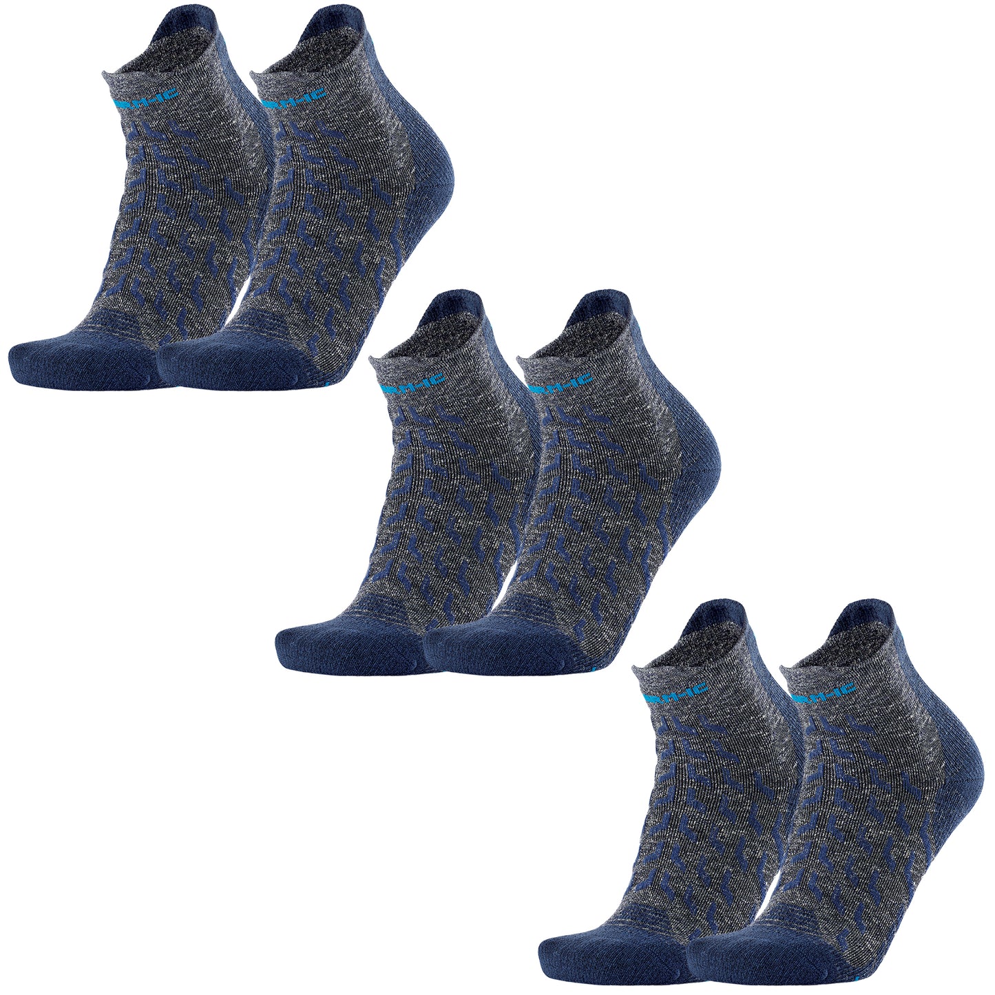 Set of 3 pairs - Hiking socks - Trekking Ultracool Linen Ankle unisex grey/navy
