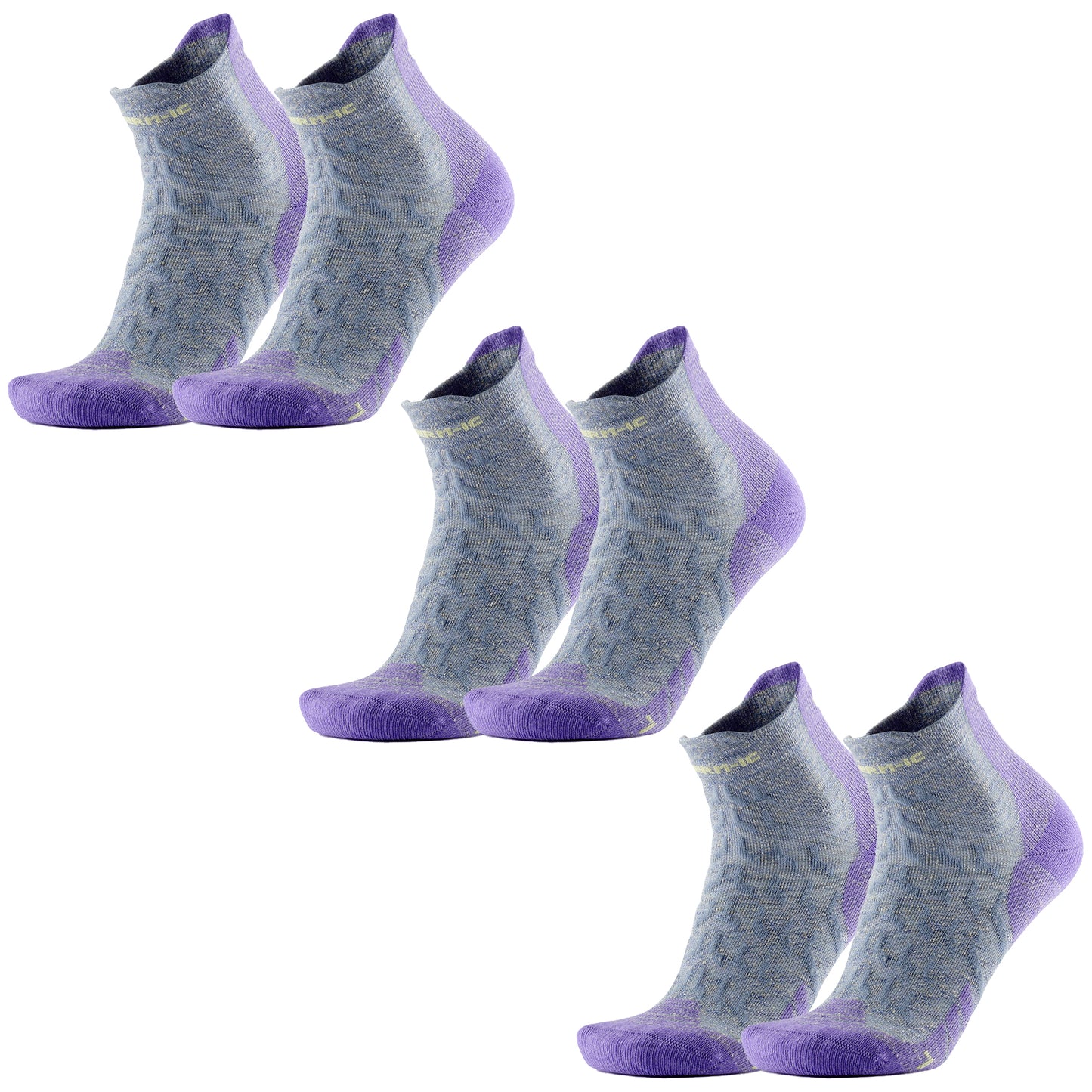 Set of 3 pairs - Hiking socks - Trekking Ultracool Linen Ankle women grey/purple