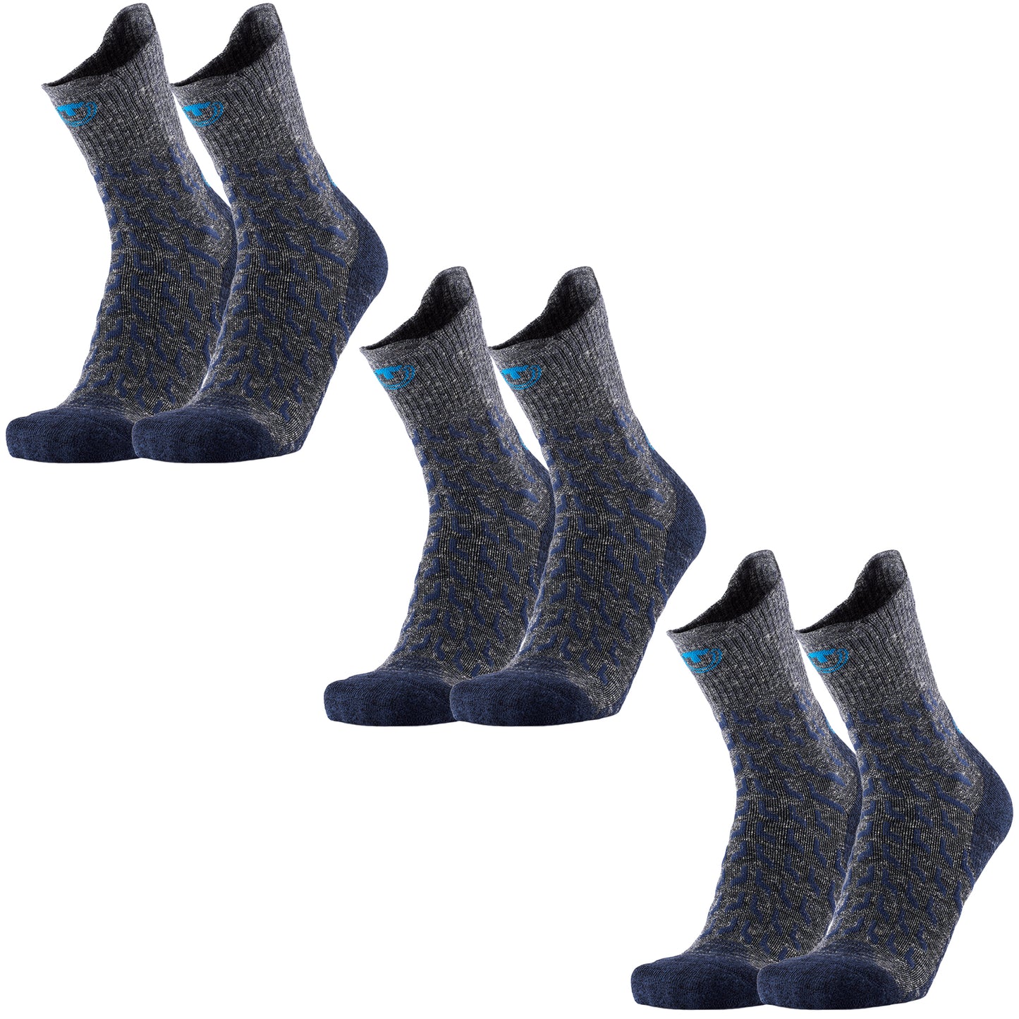 Set of 3 pairs - Hiking socks - Trekking Ultracool Linen Crew unisex grey/navy