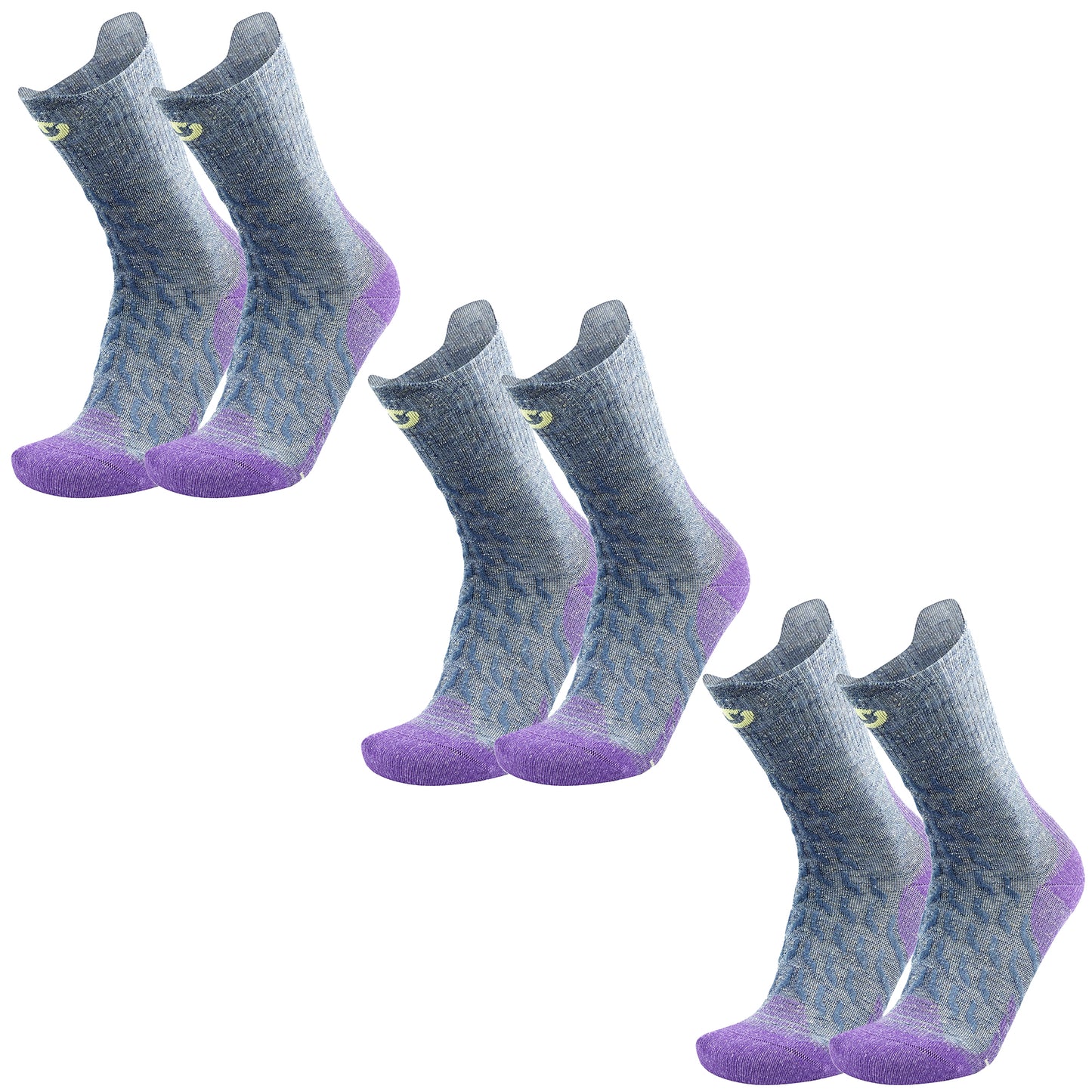 Set of 3 pairs - Hiking socks - Trekking Ultracool Linen Crew women grey/purple