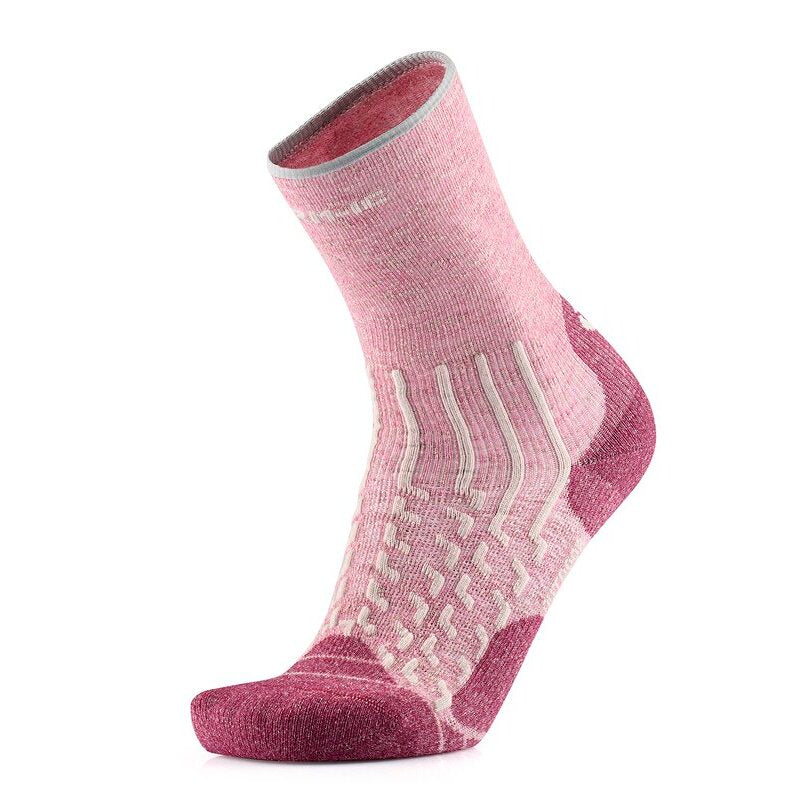Hiking Socks - Outdoor Light Linen women crew Pastel Pink/Strawberry