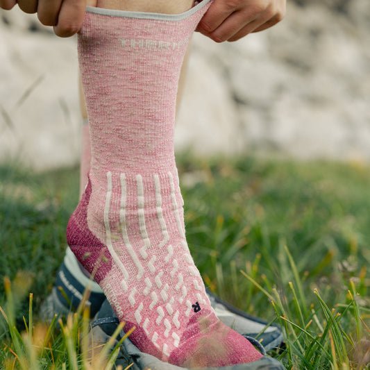 Chaussettes de randonnée - Outdoor Light Linen Crew femme rose pastel/fraise